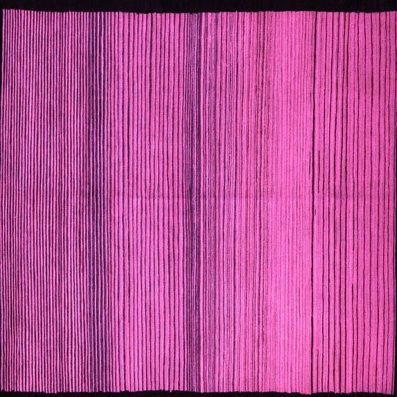 Ahgly Company Indoor Square Abstract Pink Modern Area Rugs, 7' Square
