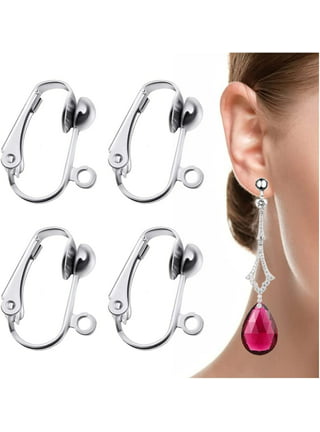2, 10, 50, 100 Silver Plated Clip On Earring Findings with Open Loop For  Dangles