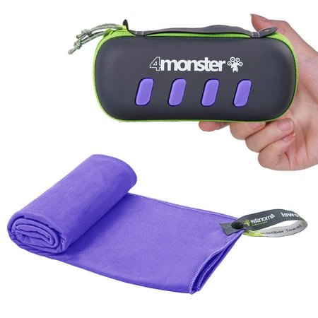 4Monster Microfiber Towel Travel Towel Camping Towel Fast Drying Soft Light Weight Suitable For Gym Beach Swimming Backpacking And More (Purple Medium (24 X 48 Inches))