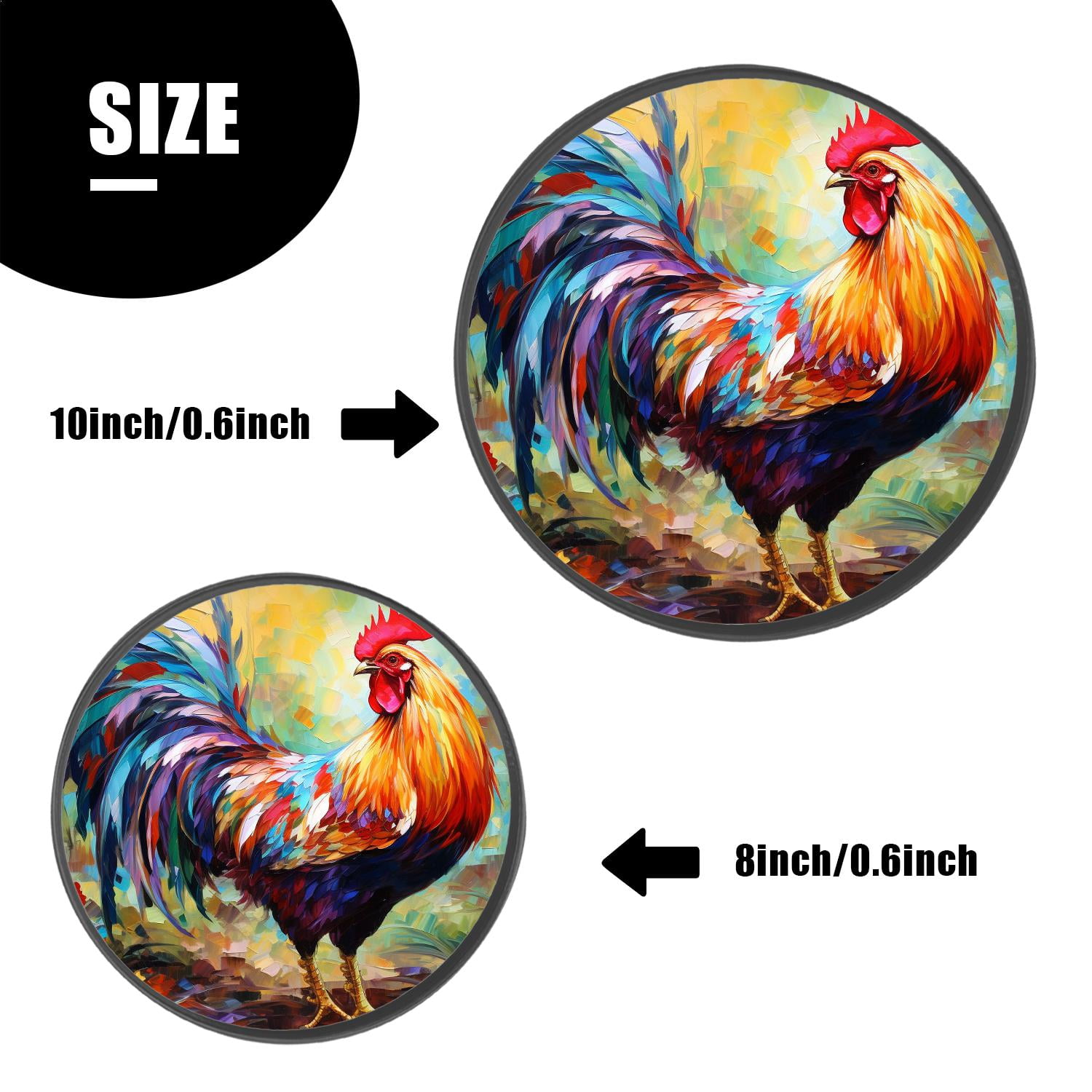 Metal Stove Burner Covers 4 Pcs Decorative Gas Stove Burner Cover 8Inch And 10Inch ,Rooster Art Oil Painting Graceful Drawing, for Home Decor Cooktop Decorative
