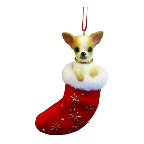 Sandicast Lying Tan Chihuahua w/ Scarf Christmas Dog Ornament 