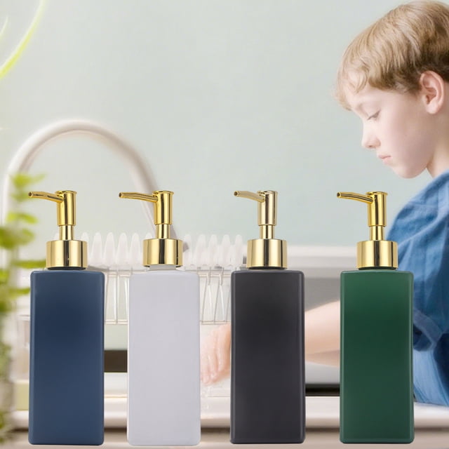 Botella recargable de vidrio para dispensador de jabón espumante | Blanco, Verde, Azul, Negro | Bomba duradera de 7,76x2,24 pulgadas para jabón de manos, gel de ducha y champú | Organizador de baño