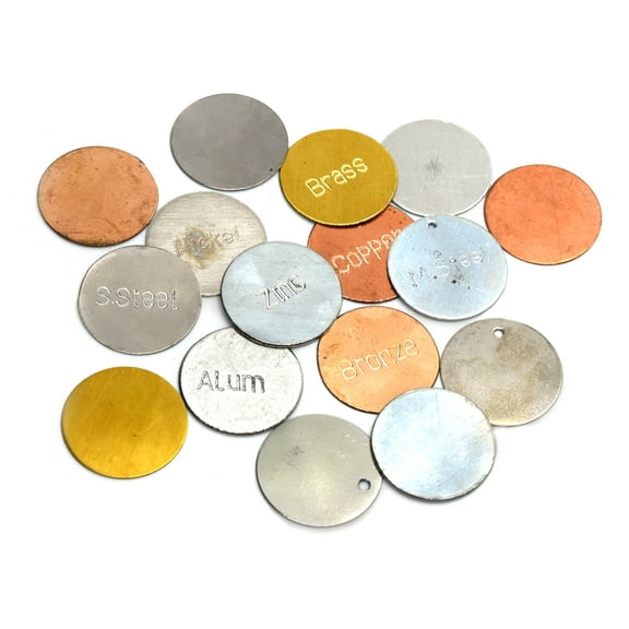 Set of Metal Disks (Set of 16), Metal Identification Kit, Magnetic and Non-Magnetic, Educational - Eisco Labs