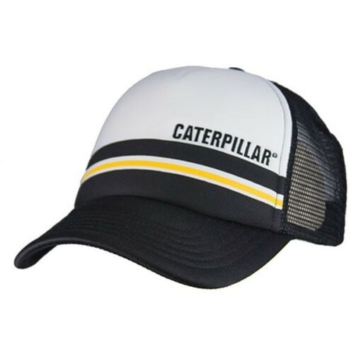 Caterpillar CAT Equipment Truckin White & Black Snapback Foam Mesh Back