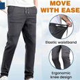 thumbnail image 6 of Dovford Mens Elastic Waist Solid Color Jeans Pants for Seniors Adaptive Mens Pants for Elderly with Zipper, 6 of 7