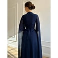 thumbnail image 3 of PAOLA RIBONI Elegant Long Sleeve Wedding Guest Dress in Classic Black, Modest 1pc Evening Gown with Cape Sleeve for Women, Perfect for Formal Occasions, 3 of 15