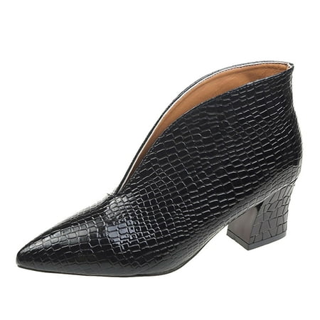 

Fashion Autumn Women Ankle Boots Heel Mid Heel Snake Print Solid Color Pointed Toe Comfortable Slip On Tan Boots for Women Booties Flat Boots for Women Lace up Leather Boots for Women Wide