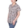 thumbnail image 2 of NY Collection Women's Short Rolled Sleeve Button Front Blouse, 2 of 4