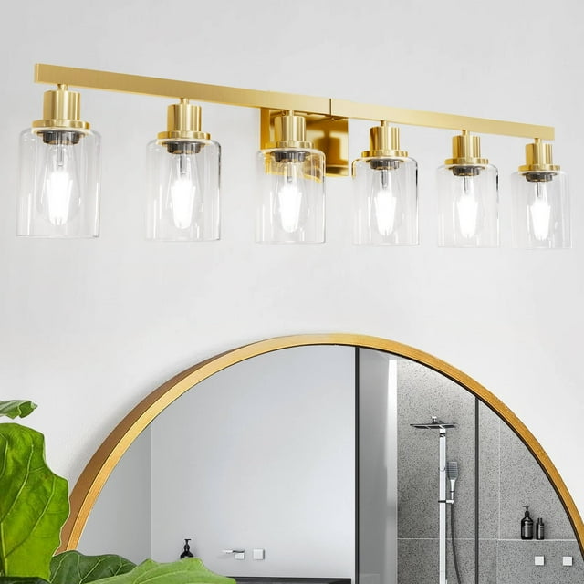 Lámpara de tocador de baño DIKAIDA, 6 luces, 96,8 cm, oro cepillado