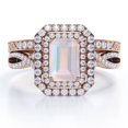 thumbnail image 1 of JeenMata Anillo de Bodas de Filigrana Art Déco con Halo de Infinito y Moissanita con Piedra Lunar Real de Corte Esmeralda de 1,5 Quilates - Chapado en Oro Rosa de 18 K sobre Plata, 1 of 6