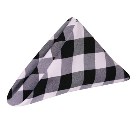 

Ultimate Textile (10 Dozen) 20 x 20-Inch Polyester Checkered Cloth Dinner Napkins - for Picnic Outdoor or Indoor Party use Black and White