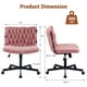 thumbnail image 3 of QinaQin Silla de escritorio con ruedas, sin brazos, tapizada en tela blanca y asiento amplio tipo criss cross, altura ajustable para oficina o tocador, 3 of 7
