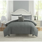 Mainstays 10 Piece Light Grey Bed in a Bag Comforter Set with Sheets, Queen