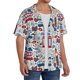 thumbnail image 2 of Balery London Symbols1 Camisa Casual de Manga Corta con Botones para Hombre, Texturizada, Estilo Cubano, para Playa, Verano-3X-Large, 2 of 5