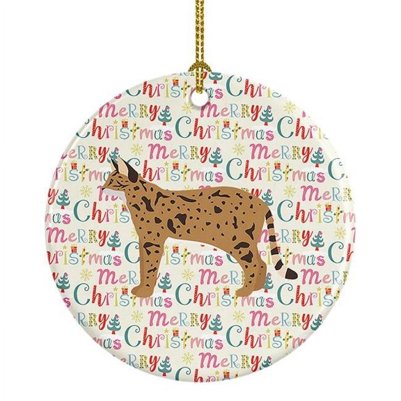 Savannah #2 Cat Christmas Ceramic Ornament 2.8 in x 2.8 in