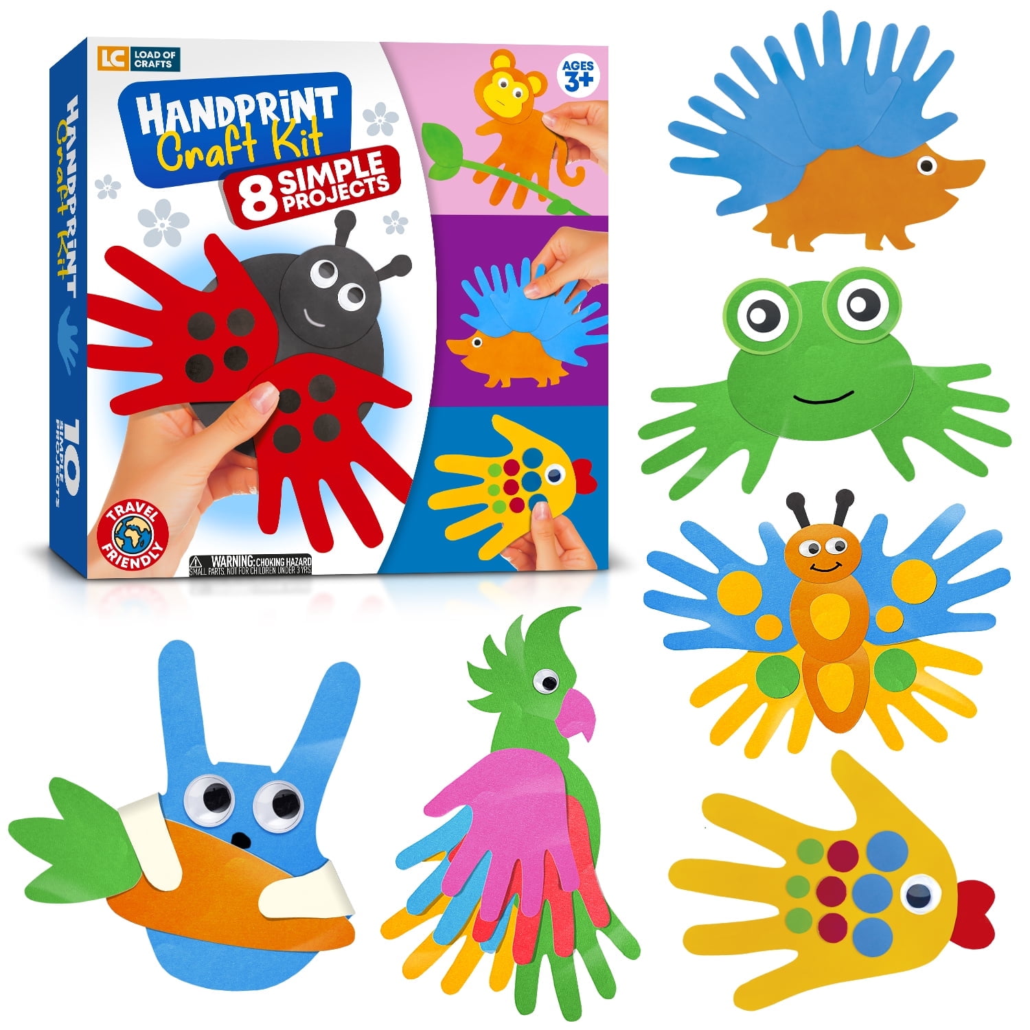 Learn & Climb Arts and Craft Kit for Toddlers Ages 3-5 Crafts for Kids Art Set to Create 10 Handprint Animal Crafts with Supplies & Instructions