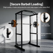 Power Cage, Commercial Grade 1200 Lbs Squat Rack With 14 Adjustable Height Presets, Safety Arms And J-Hooks, Compact Power Rack With Pull-Up Bar for Home Gym Workouts