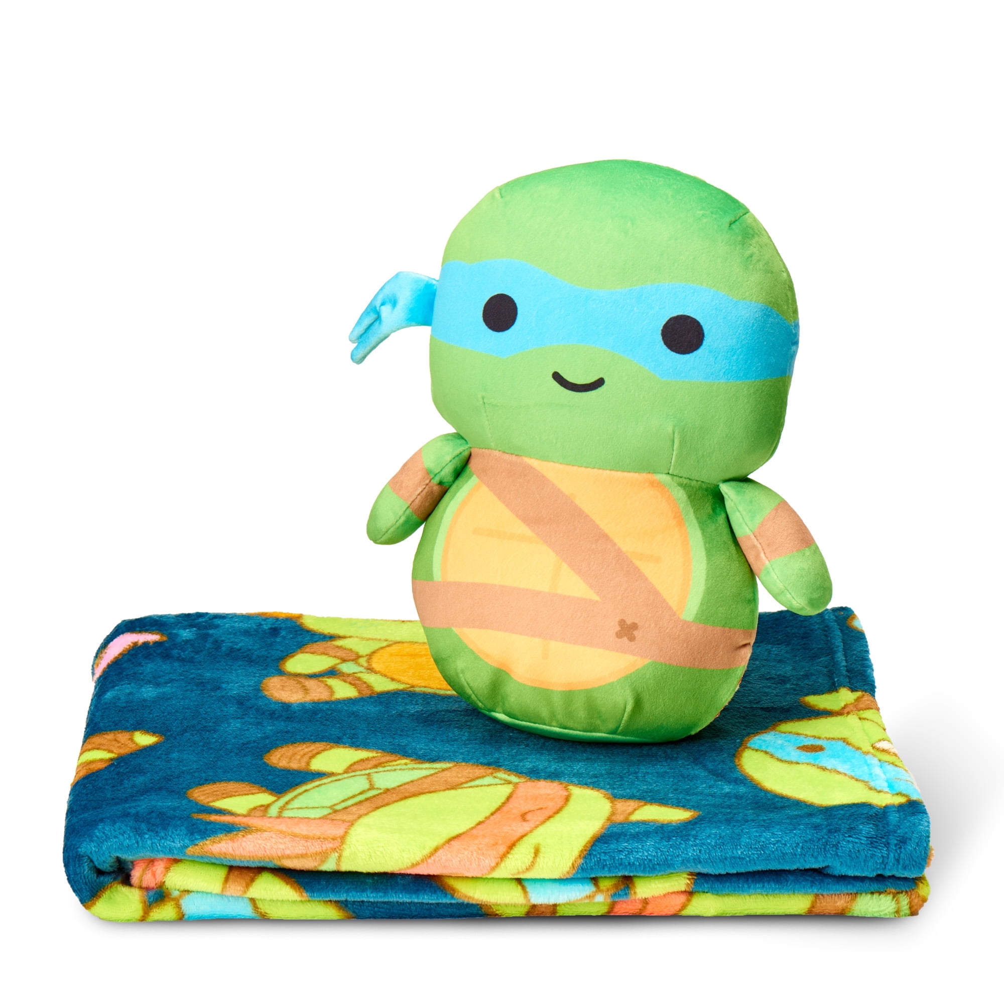 Nickelodeon Teenage Mutant Ninja Turtles Cute Leo Silk Touch Throw Blanket and Plush Character Hugger Set – Ultra Soft Plush Character Pillow for Kids