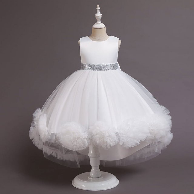 Vestido de princesa, vestido de malla con flores, vestido esponjoso, sin mangas, vestido de piano