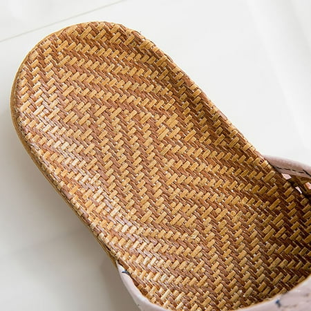 

Aayomet Womens House Slippers Couples Summer Tiger Pattern Home Interior Anti Slip Thick Sole Floor Linen Slippers Khaki 7.5
