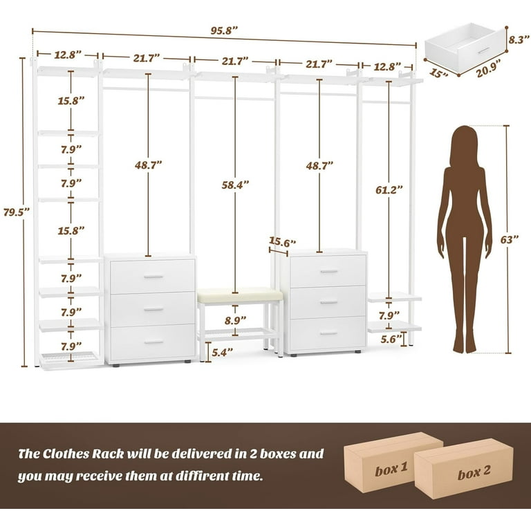 Height Clothes Rod Hanging Closet Rod, Adjustable Width And Height Closet  Hanging