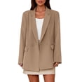 thumbnail image 3 of Women's 2025 Fall Winter Office Blazer, Notch Lapel Slim Fit Open Front Jacket, Business Casual Work Suit for Women, Tailored Career Blazer with Pockets, Professional Long Sleeve Coat Khaki XL, 3 of 10