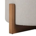 thumbnail image 4 of Benjara 24" Ottoman- Round Cushioned Storage Seat- Gray Polyester- Brown Wood, 4 of 5
