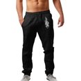 thumbnail image 1 of Pantalones casuales de lino para hombre, color liso, estampado de árbol, ligeros, sueltos, elásticos, con cordón, para verano, playa, yoga negro, (086-Black) 2XL negro, (086-Black) 2XL Xishao ropa, 1 of 2