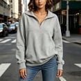 thumbnail image 2 of Warop Womens Half Zip Oversized Sweatshirts Casual Lapel Long Sleeve Pullover Shoulder Down Top Trendy Fall Outfits, 2 of 9