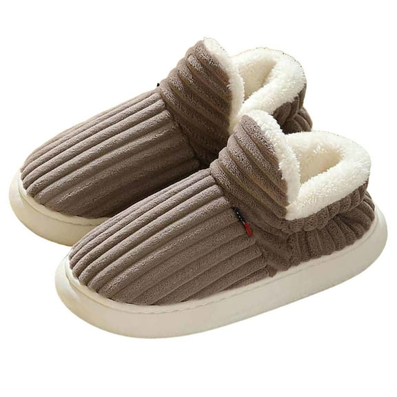 YLYL Women Men Winter House Slippers Fur Lined Pluffy Warm Cozy Thick Sole Slip on Slipper Booties