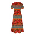 thumbnail image 4 of Puntoco Vestido Midi De Moda Para Mujer, Vestido Retro Con Estampado Floral En Capas, Doble Bolsillo, Manga Corta, Cuello Redondo, Rojo Xxl,Regalos Para Mujer Joven, 4 of 4