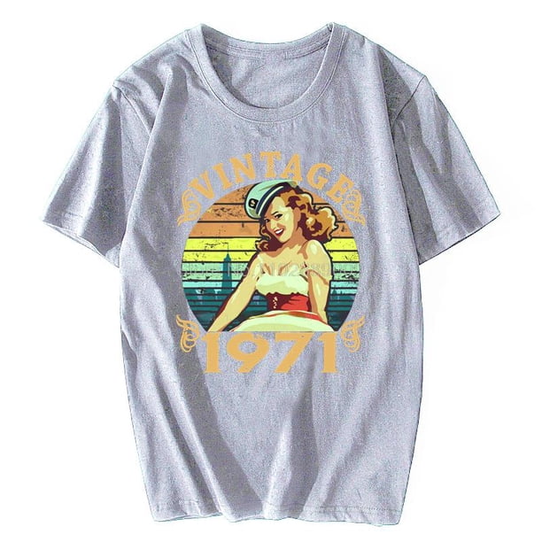 Vintage 1971 Pin Up Girl modelo Pop Art Girls camiseta verano divertido hombres mujeres Casual camisetas gráficas ropa de hombre ropa de calle