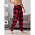 thumbnail image 5 of Men Buffalo Plaid Print Drawstring Waist Teddy Pajama Pants, 5 of 5