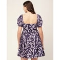 thumbnail image 2 of Moomaya Women Printed Flared Mini Dress Square Neck Puff Sleeves Cotton Short Dress, 2 of 8