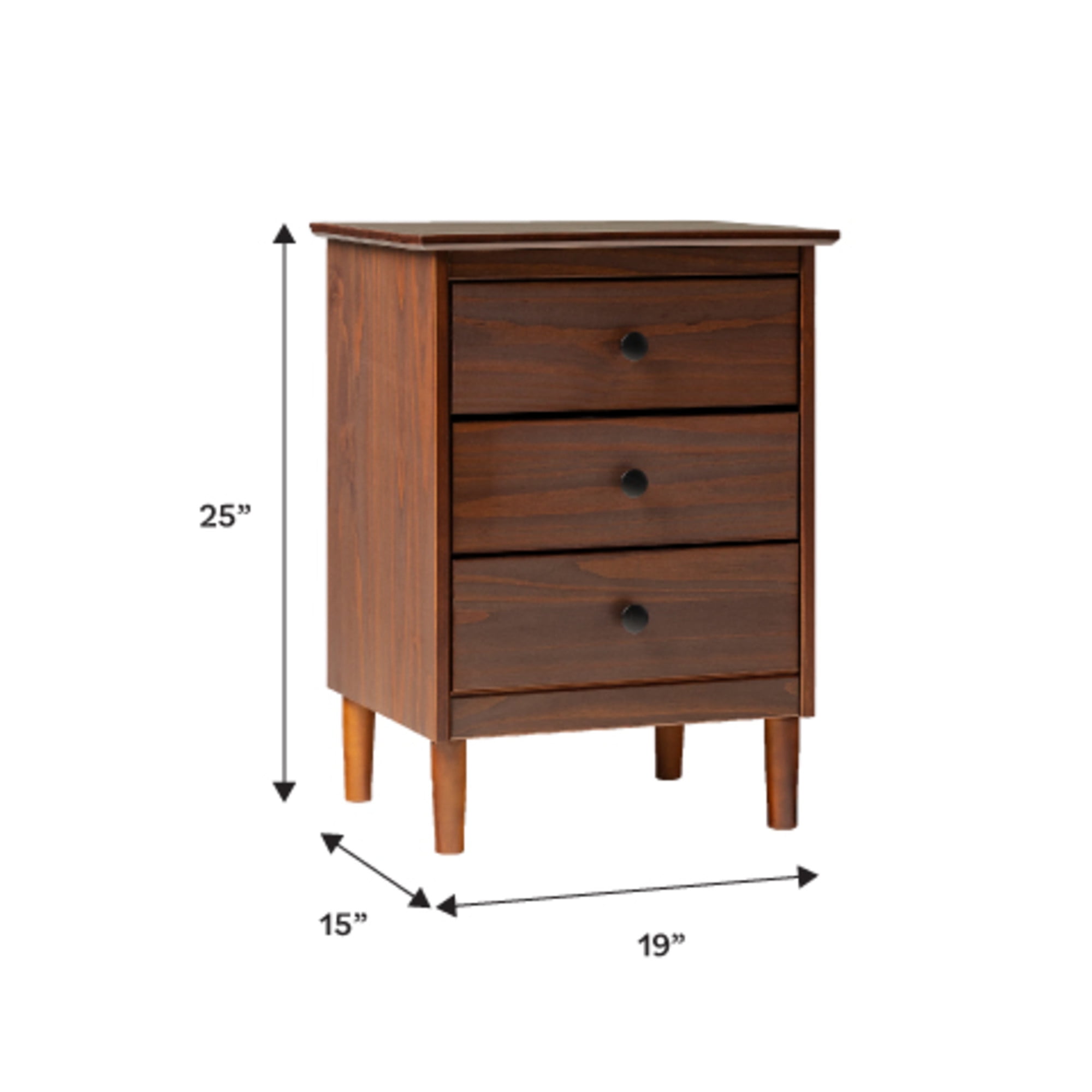 Walker Edison Madeline 3-Drawer Nightstand, Walnut