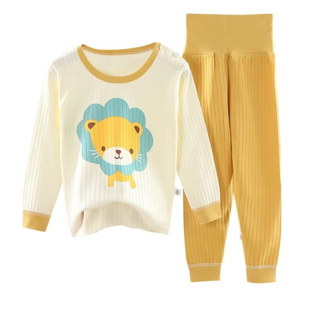 

Outfits for Teenage Girls Soft Pajamas Cartoon Prints Hight Waist Long Sleeve Sleepwear Cute Casual Style Suits for Kids