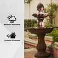 thumbnail image 5 of XBrand 2-Tier Freestanding Waterfall Fountain, Outdoor Garden, Yard, Lawn, Porch Décor, 39 Inch Tall, Brown, 5 of 9