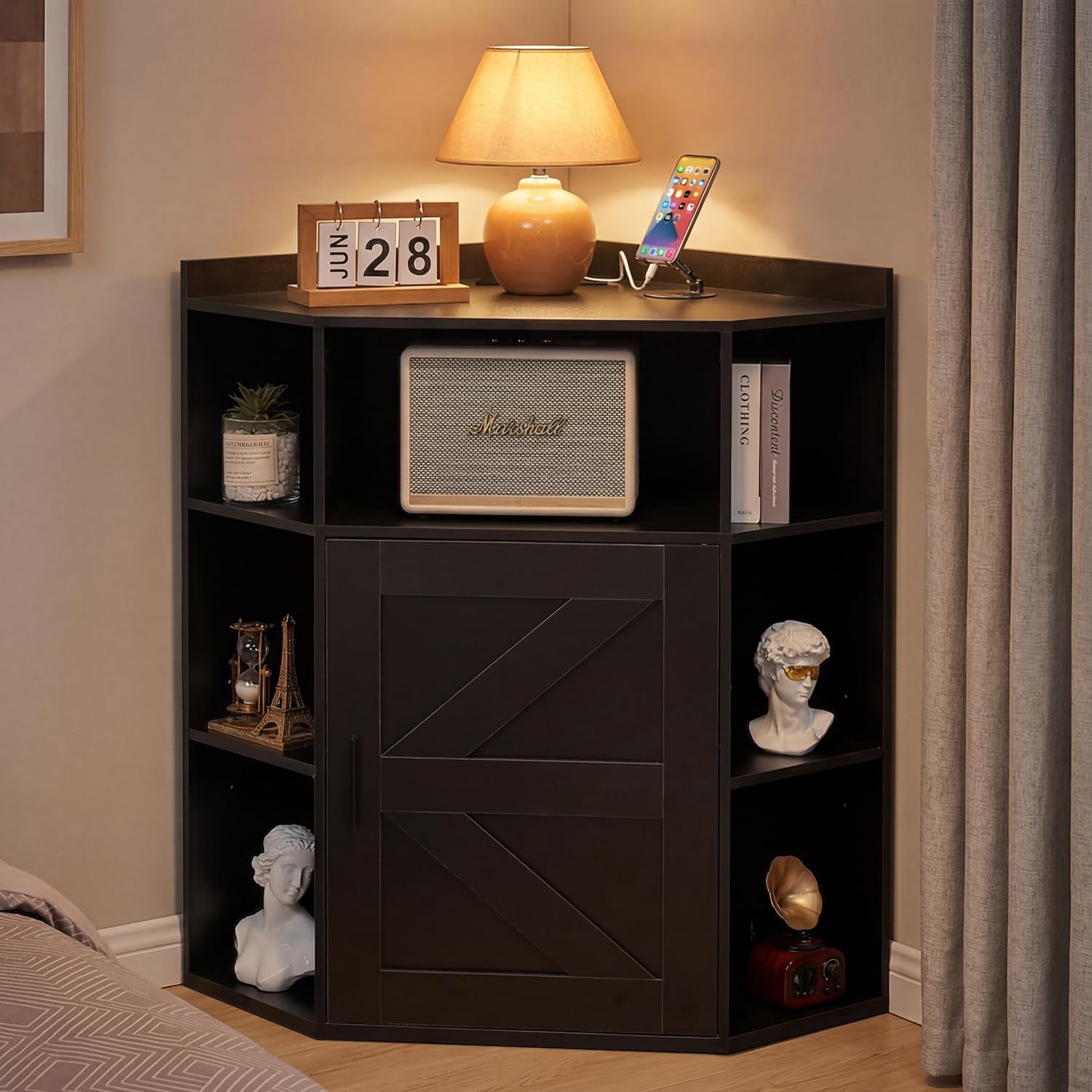 Bowery Hill Library-Style Triple Media Storage Rack with