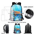 thumbnail image 4 of Jeiento Sea Turtle Backpack with Lunch Box Pencil Case for Boys Kids Bookbag and Lunch Bag Pencil Pouch 3 Pack Blue Ocean Primary School Bag Preschool Students Backpacks Set, 4 of 7