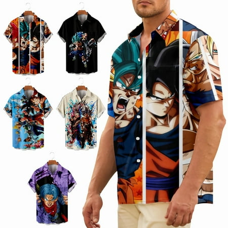 

Plus Size Anime Casual Button Down Shirt Print Classic Costume Regular & Big Man Sizes