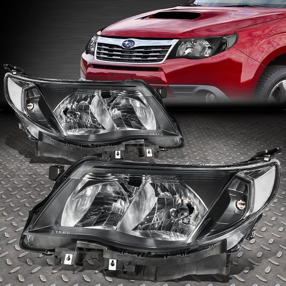 NUVISION for 09-13 Subaru Forester OE Style Black Housing Clear Corner Headlight Lamps