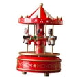 thumbnail image 3 of KLKCMS Wooden Music Box Christmas Craft Decor Hand Painted Rotating Decorative Ornament Red, 3 of 9