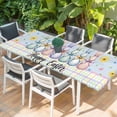 thumbnail image 2 of Easter Bunny Table Cloths for 8 Foot Rectangle Tables, Spring Watercolor Polka Dot Flower Plaid Blue Patio Waterproof Elastic Fitted Tablecloths, Washable Rectangular Table Cover for Camping, 2 of 8