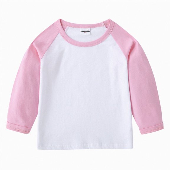 WUANDIXFA Long Sleeve Toddler Shirt Boys Fashion Kids's T Shirt Round Neck Cartoon Long Sleeve Top Bottom Shirt Girl Baby Cotton T Shirt,Pink,6-7 Years