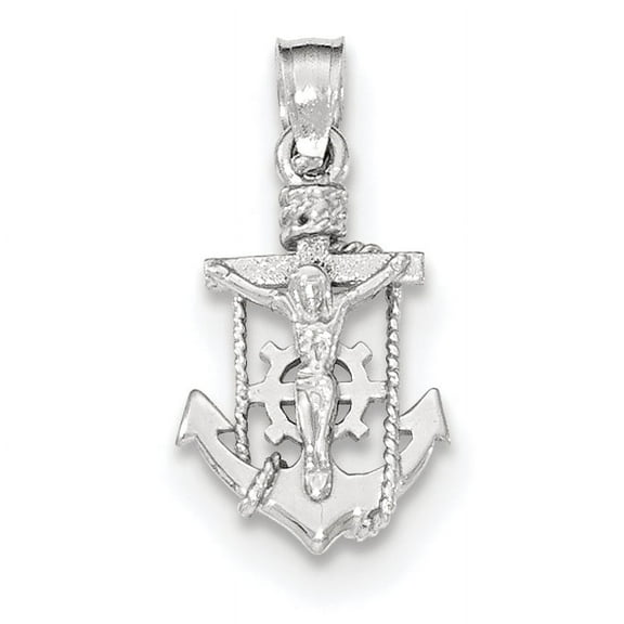 Finest Gold 14K White Gold Polished Mariner Crucifix Pendant