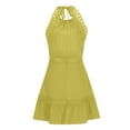 thumbnail image 5 of Hxshgdsn Womens Summer Casual Halter Dress Sleeveless Ruffle Flowy Beach Sun Dress Loose Swing Pleated Solid Flowy Tiered Mini Dress,Yellow,L, 5 of 5