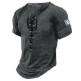 thumbnail image 2 of Men'S Short Sleeve T-Shirt Vintage Trend Graphic And Embroidered T-Shirt Drawstring Tie Classic Basic All-Match Tops, 2 of 4