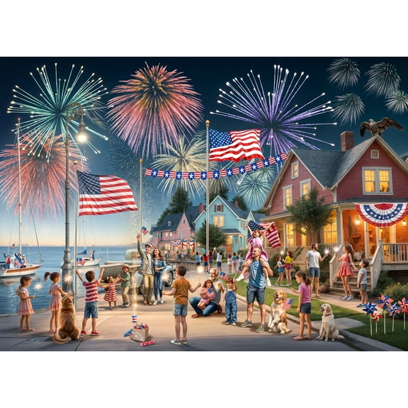 4th of July Jigsaw Puzzle 1000 Piece by Vermont Christmas Company - 4th of July Puzzles with Randomly Shaped Pieces - 26 5/8" x 19 1/4"