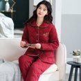 thumbnail image 3 of Chaqueta acolchada gruesa de tres capas para mujer, pijamas florales, ropa de dormir para invierno, mantener el calor, M-XXXL, 3 of 5
