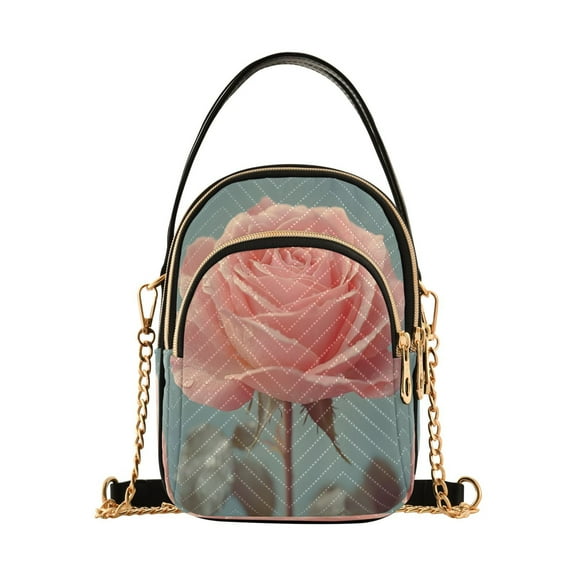 ALAZA Chain Crossbody Bags for Women Retro Rose Flower Shoulder Handbag Phone Purse